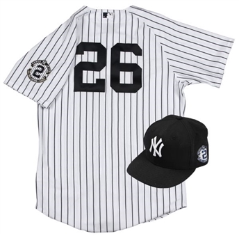 2014 Chris Capuano Game Used New York Yankees Home Jersey and Cap From Derek Jeter Day (Steiner)